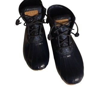 SPERRY Duck Boots Nylon Quilted Saltwater Navy STS-82681 Size 8